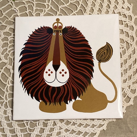 Vintage King Lion Ceramic Tile By Kenneth Townsend - Picture 11 of 11